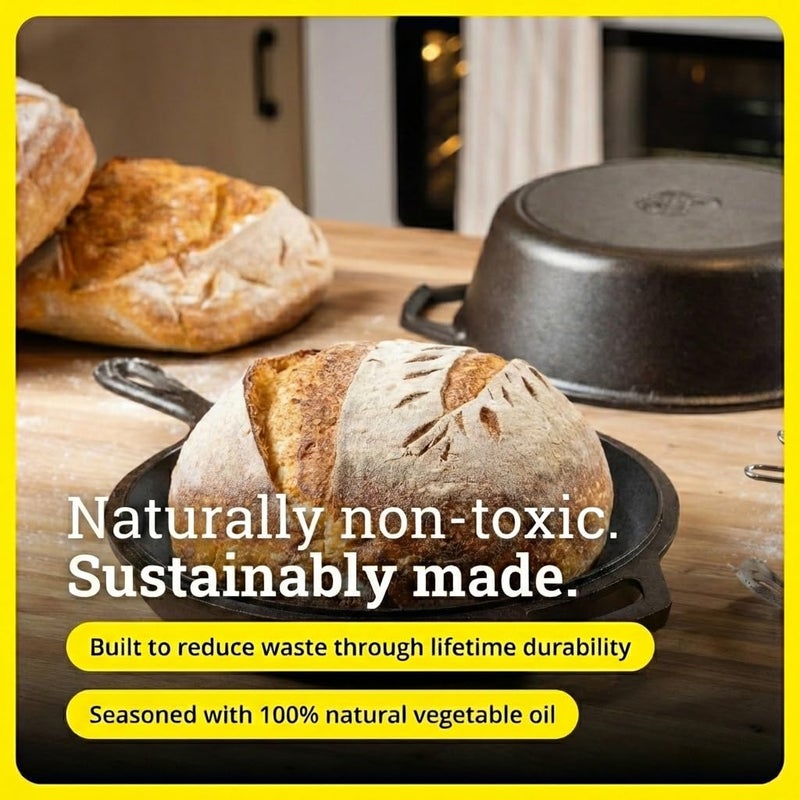 Lodge Cast Iron Combo Cooker - PFAS-Free 2-in-1 3.2 Quart Deep Pot and 10.25 Inch Skillet Set - Dutch Oven with Skillet Lid for Sourdough, Frying, and Camping - Made in the USA - Image 4