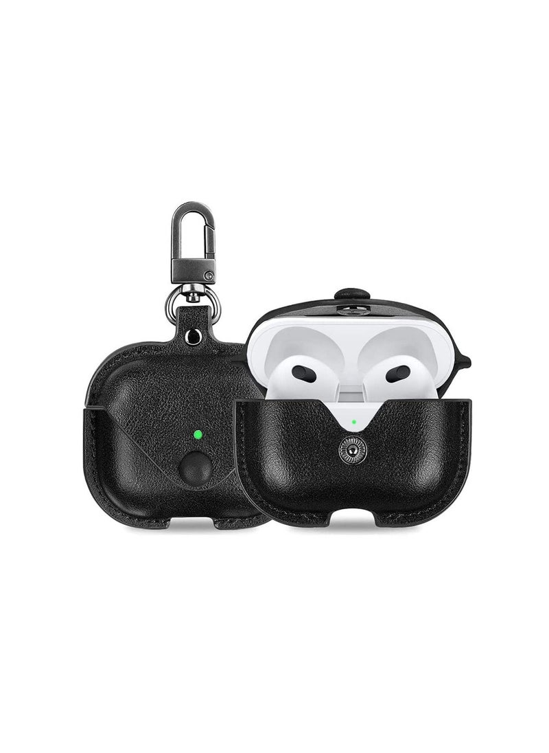 YOMNA - YOMNA Protective Leather Case Compatible with AirPods Pro 2 Case, Wireless Charging Case Headphones EarPods, Soft Leather Cover with Carabiner Clip (Maroon/Black) - (Set of 2) - Image 1