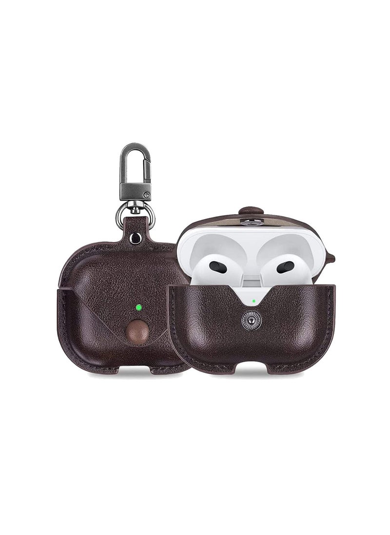 YOMNA - YOMNA Protective Leather Case Compatible with AirPods Pro 2 Case, Wireless Charging Case Headphones EarPods, Soft Leather Cover with Carabiner Clip (Maroon/Black) - (Set of 2) - Image 1