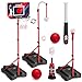 HYES 4 in 1 Kids Basketball Hoop and Tball Set for Toddlers 35 Adjustable Hanging Tee Ball Stand with Automatic Baseball Pitching Machine Indoor Outdoor Sport Toys Birthday for Boys - Image 3