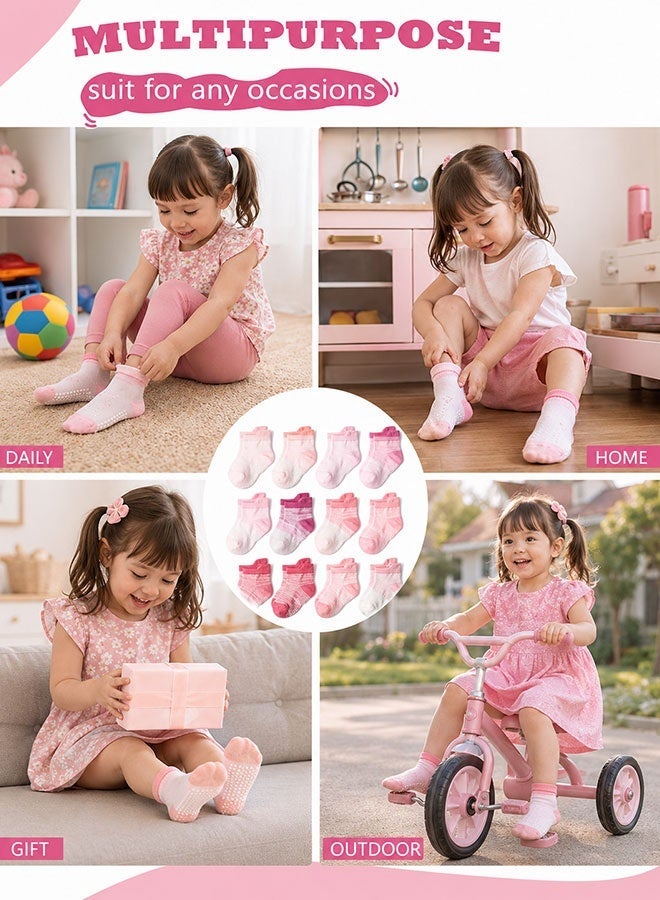 Super ZYouth 12 Pairs Baby Non Slip Socks for Toddlers Girls Boys, Soft Cotton Grip Socks with Anti Skid Soles, Breathable Stretchy Ankle Socks for Infant Baby Walking Crawling Daily Wear - Image 5