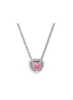 PANDORA "Romantic Elegance: The Pandora Necklace with Rose Heart in Silver 925 - A Beautifully Crafted Symbol of Love and Affection, Perfectly Designed to Add a Touch of Warmth and Charm to Your Jewelry Collection, Celebrating Life's Most Cherished Moments and Connections."  - Image 1