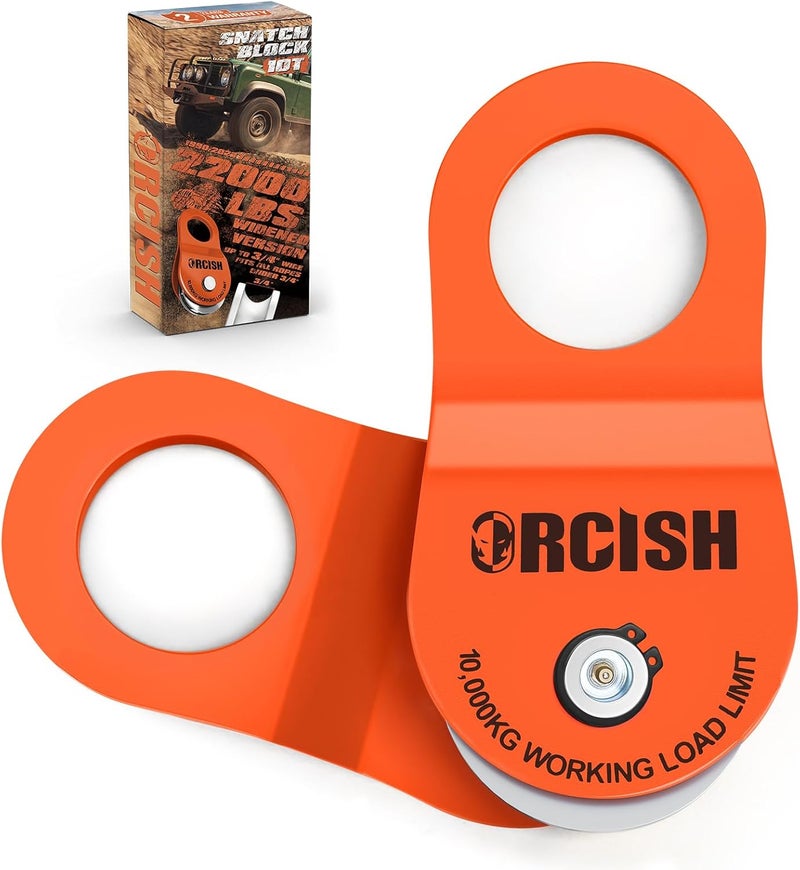 ORCISH 10 Ton Snatch Block, 22,000 LBS Capacity Block and Tackle Pulley System, Work with 0-3/4” Rope, Winch Hook Accessories, Heavy Duty Offroad Recovery Accessory for Truck, Tractor, ATV & UTV - Image 1