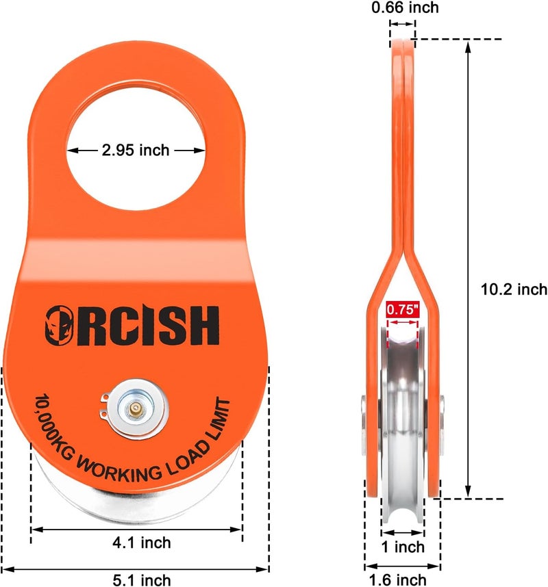 ORCISH 10 Ton Snatch Block, 22,000 LBS Capacity Block and Tackle Pulley System, Work with 0-3/4” Rope, Winch Hook Accessories, Heavy Duty Offroad Recovery Accessory for Truck, Tractor, ATV & UTV - Image 2