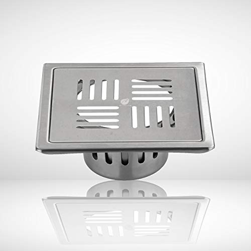 Shapure Stainless Steel Grade 304 Bathroom Drain Channel/Grating Cover Floor Anti-Cockroach Jali in Matt Finish (Square designer2) - Image 1