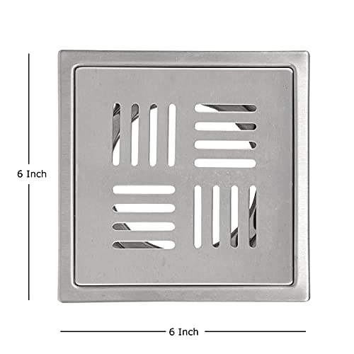Shapure Stainless Steel Grade 304 Bathroom Drain Channel/Grating Cover Floor Anti-Cockroach Jali in Matt Finish (Square designer2) - Image 2