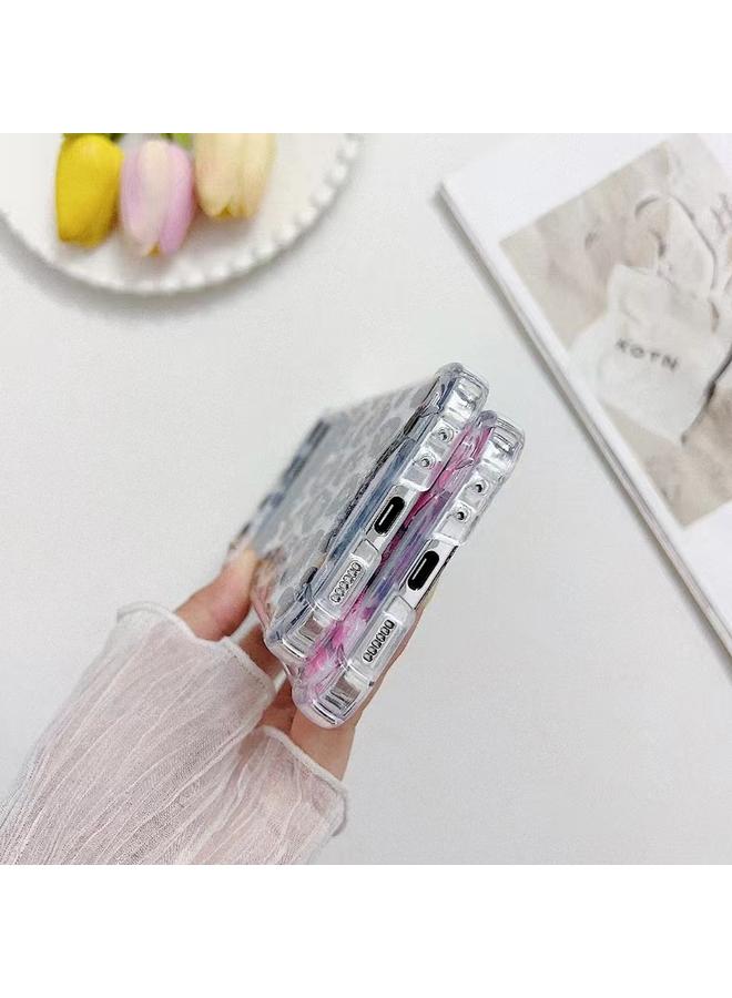 اس-توب جراب لهاتف Samsung Galaxy Z Flip4 من مادة TPU بنقشة جلد النمر والترتر اللامع - Image 5