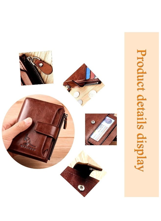 Anti-theft Men's Wallet For Credit Card Holder Leather Zipped Portable Large