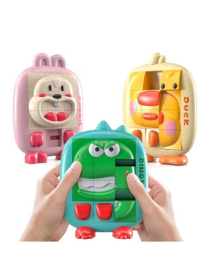3Pcs Slide Puzzle, Animal Brain Teaser Puzzles, Develop Fine Motor Skills, Educational Games for Kids, Travel Games, Challenging Puzzle, for ages 3-5 4-8 Boys Girls, for Game Nights  - Image 1
