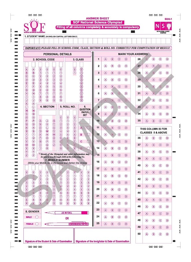 null - MTG Science (NSO) Olympiad Previous Years Papers with Mock Test Papers Class 7 - Sample OMR Sheet with Chapterwise Analysis | SOF Olympiad Books For 2023-24 Exam - Image 1