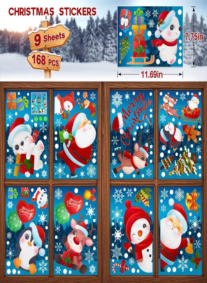ملصقات نوافذ زجاجية لعيد الميلاد من هوينف - 168 قطعة من ملصقات ندفات الثلج الشتوية لعيد الميلاد، زينة داخلية لعيد الميلاد للمنزل والمكتب - ديكور عطلة عيد الميلاد الشتوية - Image 2