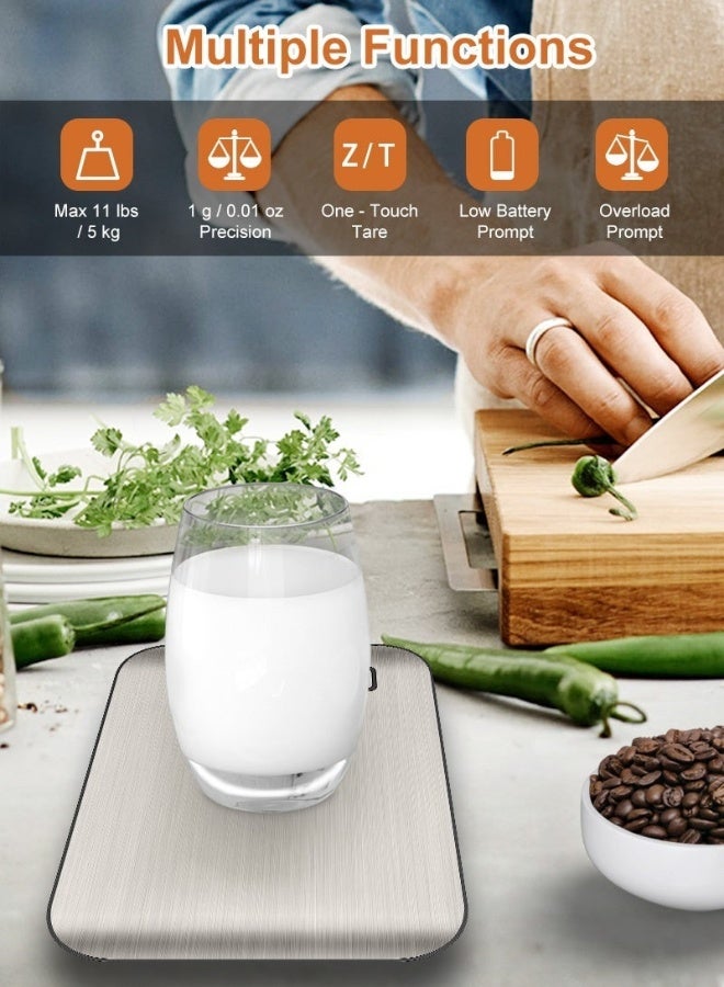 Crownful 15Kg Food Scale, Rechargeable 304 Stainless Steel Digital Kitchen Scale with LCD Display and Type-C Charging for Baking and Cooking - Image 5