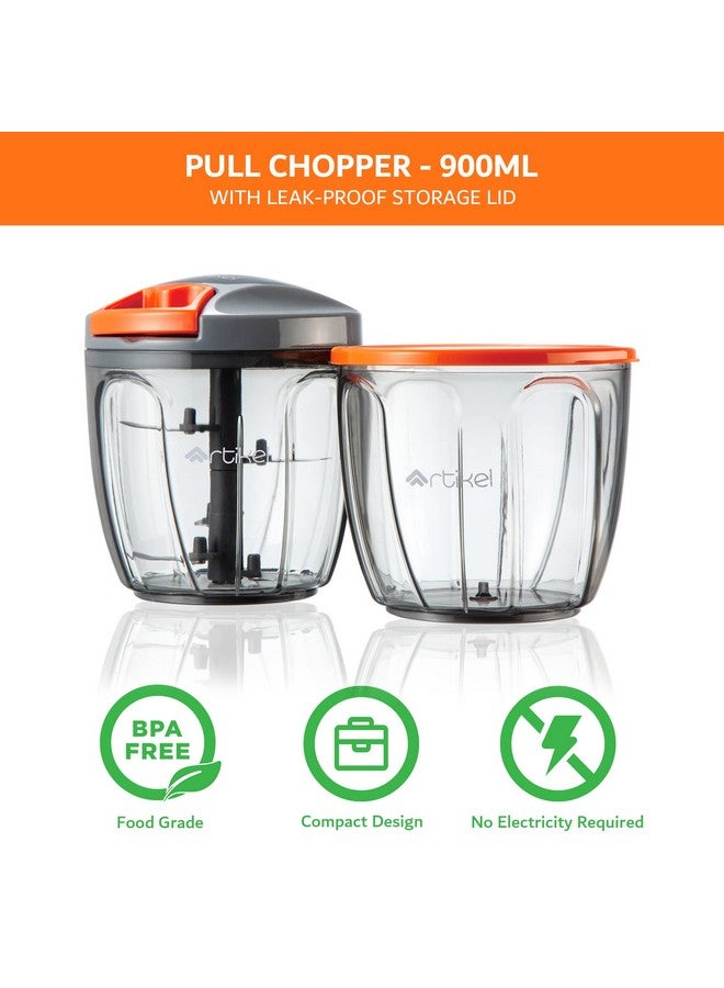 Artikel Manual Chopper & Blender with Storage Lid | Chops Vegetables, Nuts & Fruits | Blends Flour | Egg Beater | Meat Mincer | Large - 900 ml + Vegetable Peeler (Combo Pack) - Image 2