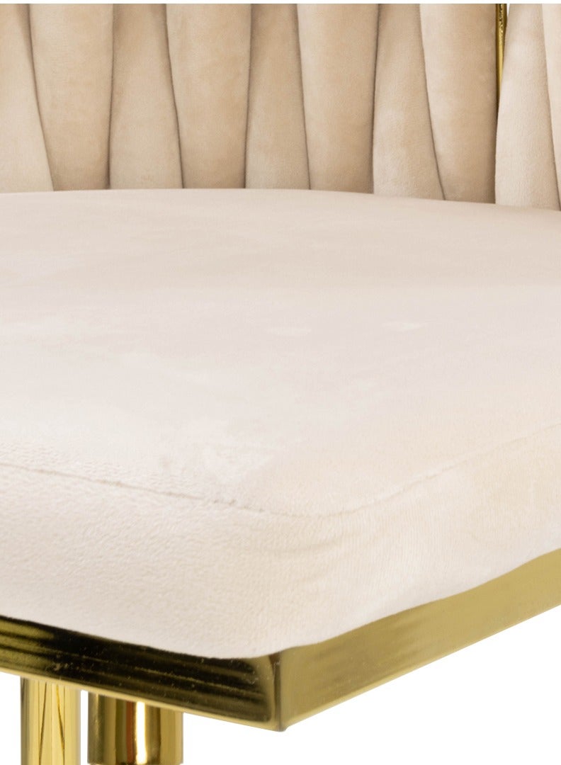 VANITY LIVING كرسي بار عالي فيولا، 99 سم، قماش مخملي مع أرجل بتشطيب ذهبي، كرسي بار أنيق لجزيرة المطبخ والكونتر - Image 4