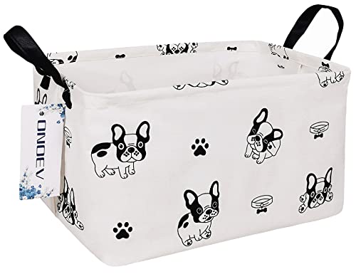 ONOEV Rectangular Fabric storage box, decorative basket and finishing basket with handle are used for the storage of clothes, books and sundries (Bulldog) 14.9’’L ×10.2’’W×9.05’’H inches - Image 1