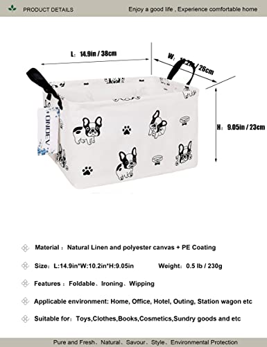 ONOEV Rectangular Fabric storage box, decorative basket and finishing basket with handle are used for the storage of clothes, books and sundries (Bulldog) 14.9’’L ×10.2’’W×9.05’’H inches - Image 2