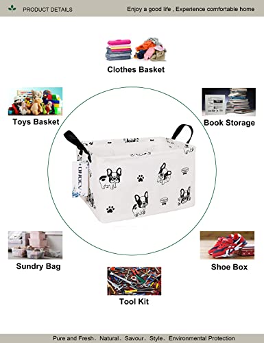 ONOEV Rectangular Fabric storage box, decorative basket and finishing basket with handle are used for the storage of clothes, books and sundries (Bulldog) 14.9’’L ×10.2’’W×9.05’’H inches - Image 3