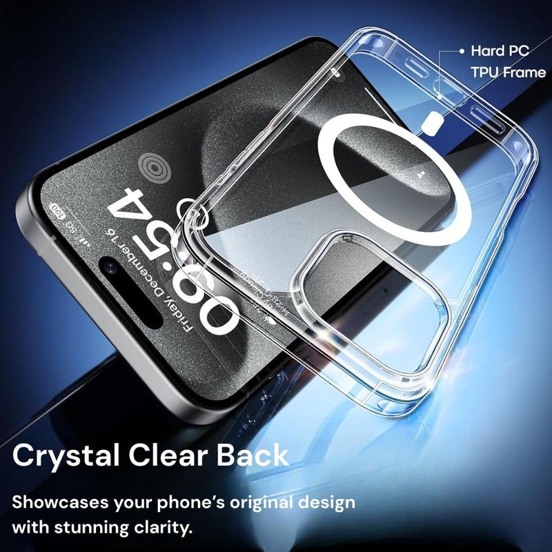 ShieldTech Back Cover Case + Screen Protector for Apple iPhone 15 Pro | Mag-Safe Compatible | Transparent Mobile Phone Back Cover Case for i Phone 15 Pro/iPhone 15Pro | TPU Transparent Back Cover - Image 3