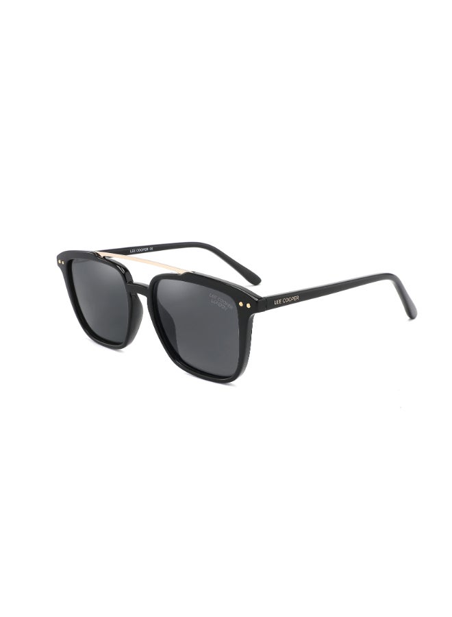 Lee Cooper Unisex Polarized Sunglasses Shiny Black Frame Single Black Mirror Lens 51mm  - LC1019C01 - Image 1