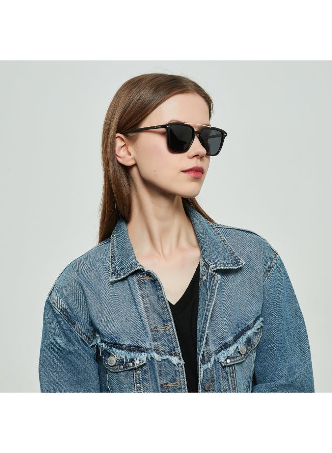 Lee Cooper Unisex Polarized Sunglasses Shiny Black Frame Single Black Mirror Lens 51mm  - LC1019C01 - Image 5