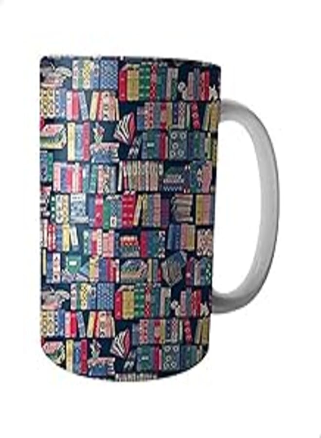 Books Printed Ceramic Mug - Dark Blue
