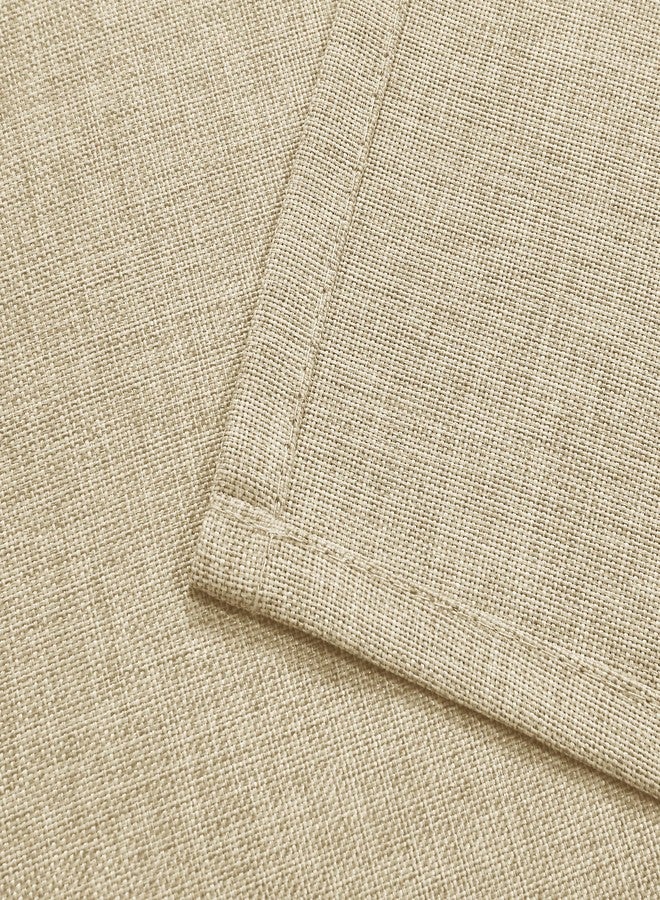 JIUZHEN Faux Linen Window Valance - Beige Light Filtering Rod Pocket Farmhouse Valances for Kitchen, Living Room, Bedroom, Bathroom, 42x18 Inch, 1 Panel - Image 5