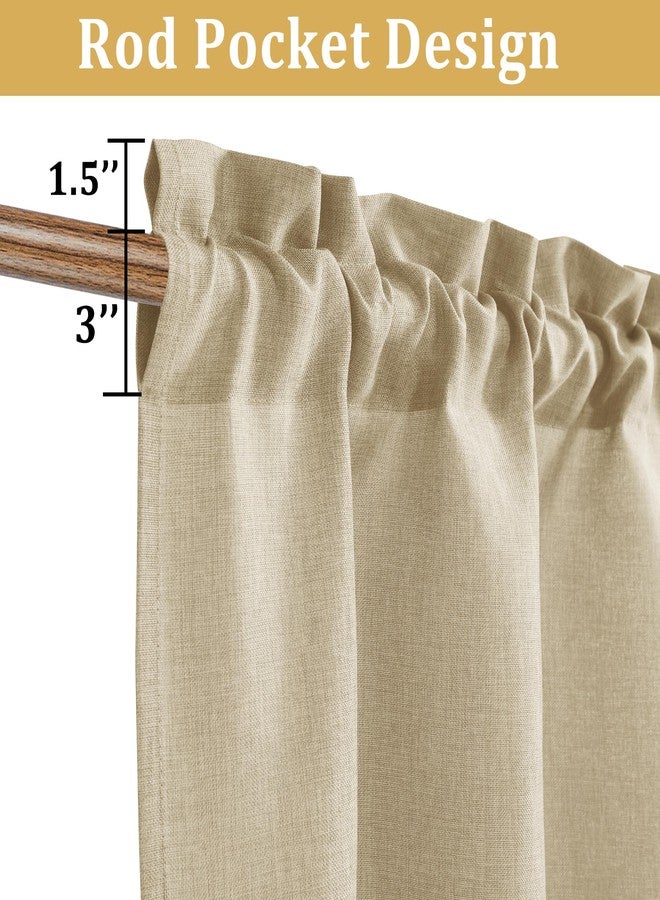 JIUZHEN Faux Linen Window Valance - Beige Light Filtering Rod Pocket Farmhouse Valances for Kitchen, Living Room, Bedroom, Bathroom, 42x18 Inch, 1 Panel - Image 3