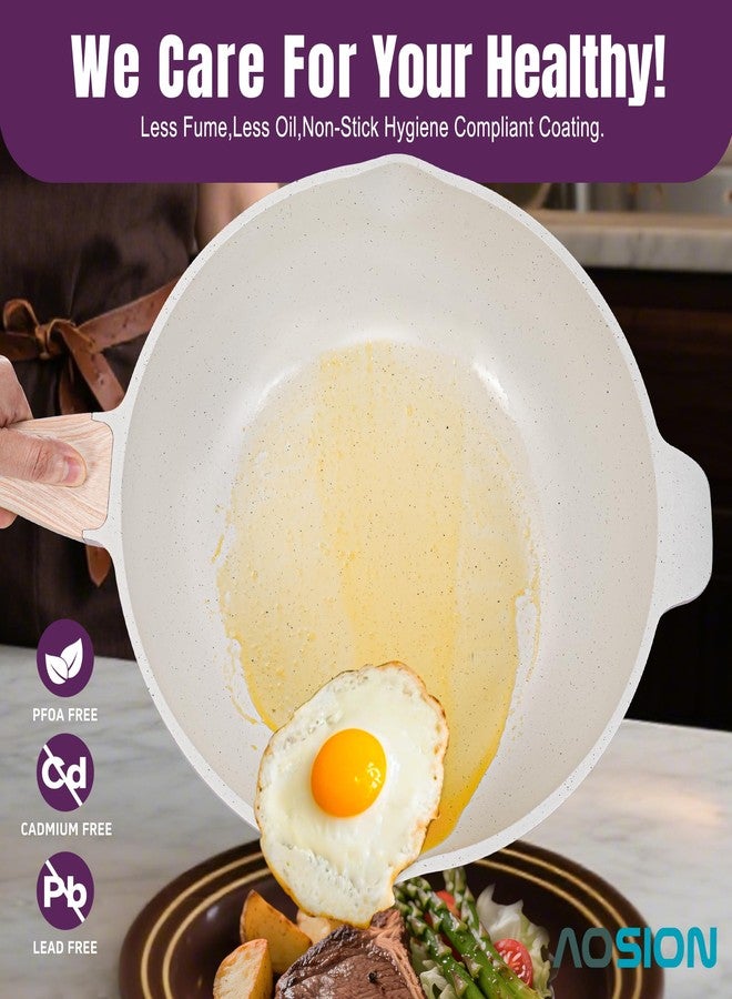 أوسيون مقلاة سيراميك غير لاصقة من أوسيون، مقاس 12 بوصة، سعة 5.5 لتر، مع غطاء، مقلاة كبيرة مزودة برف بخار، قدر طهي صحي كبير الحجم، مقبض بارد الملمس، متوافقة مع المواقد الحثية، خالية من مركبات PFOA وPFAS. (بنفسجي) - Image 3