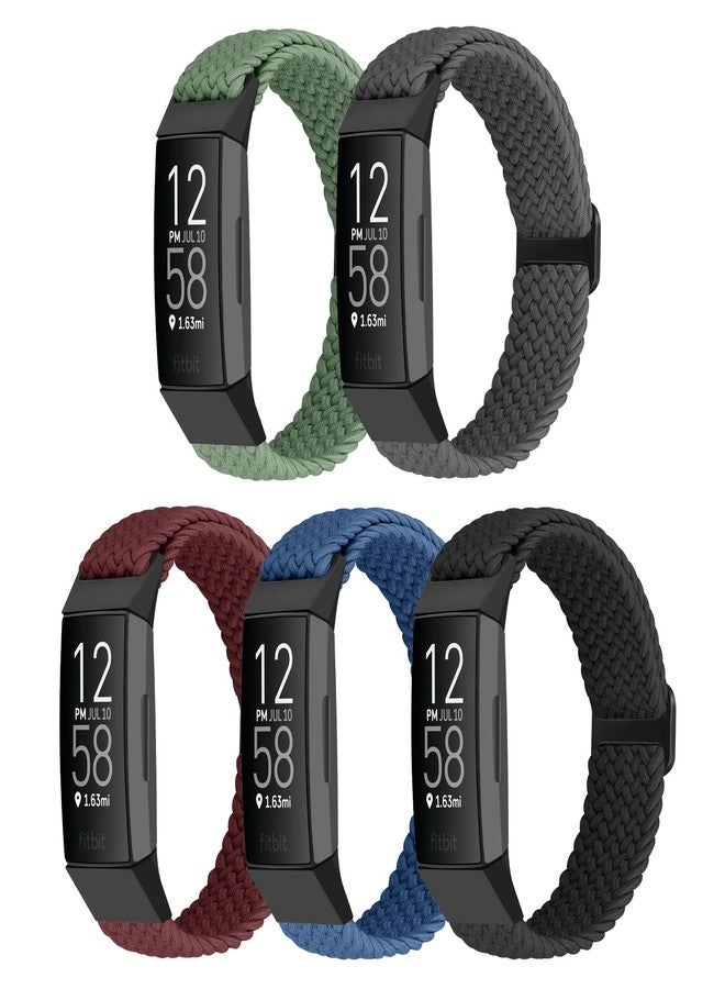 ShuYo Braided Stretchy Solo Loop Compatible for Fitbit Charge 4 / Charge 3 / Charge 4 SE for Women Men, Nylon Elastic Straps Wristbands for Fitbit Charge 4, 5 Packs C - Image 1