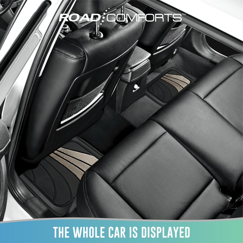 Road Comforts Car Floor Mats Full Set â€“ Front & Rear Car Floor Mats with Aluminum Design, Anti-Slip Backing, All-Weather Protection, Trim-to-Fit Car Mats for Most Sedans, SUVs & Vans - Grey - Image 3