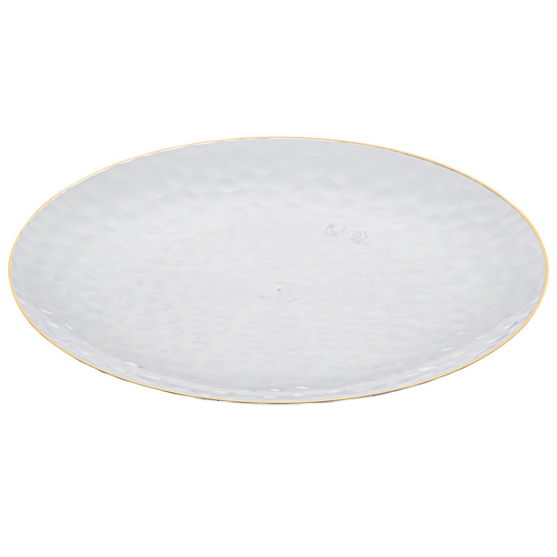 Restaurantware Restaurantware-Moderna 10 Inch Premium Disposable Plates, 200 Durable Plastic Plates For Parties - Gold-rimmed, Heavy-duty, Clear Plastic Dinner Plates, For Warm And Cold Foods, Ideal For Restaurants - Image 1