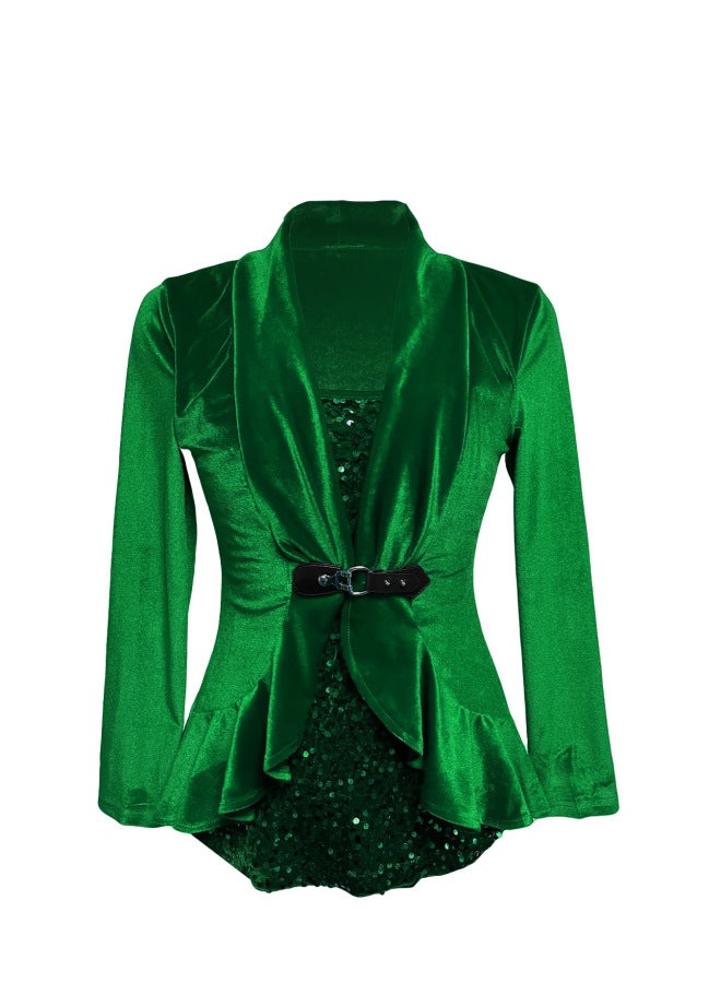 Sequin Button Patchwork Fake Two-piece Top