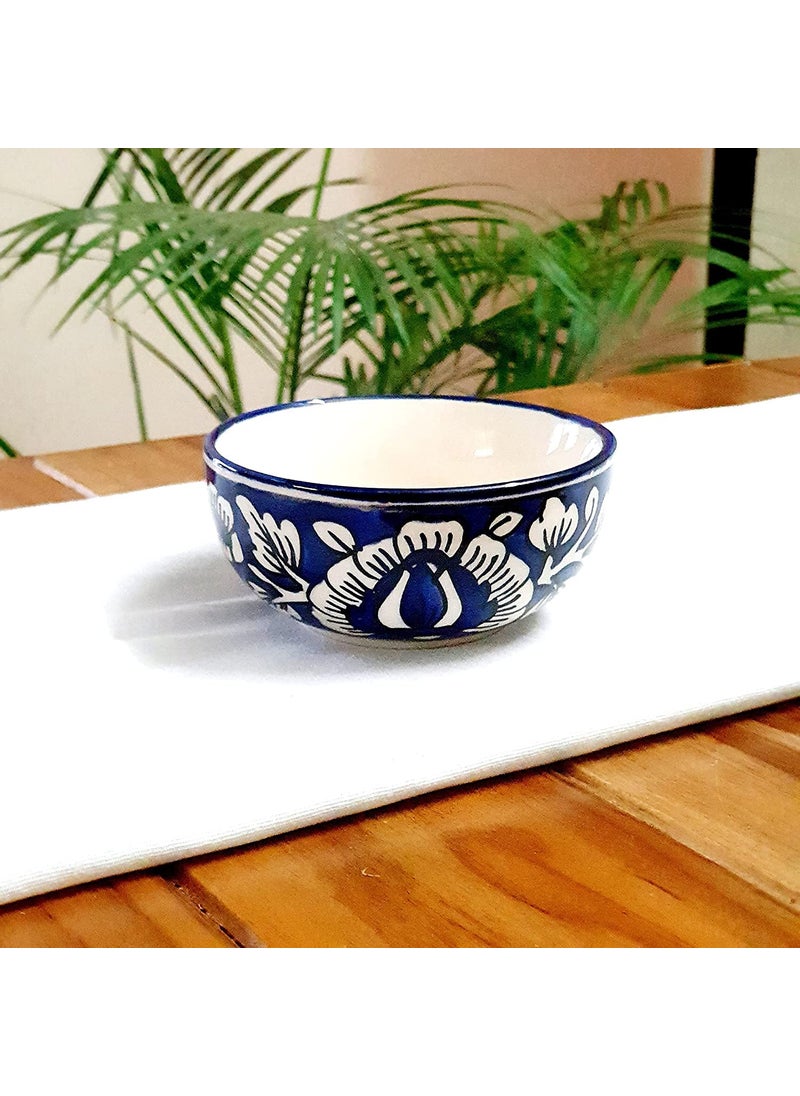 Caffeine Caffeine Ceramic Handmade Blue Mughal Combo Dinner Set (Set of 3) 1 10" Dinner Plate & 2 Katori Bowl 200ml  - Image 4