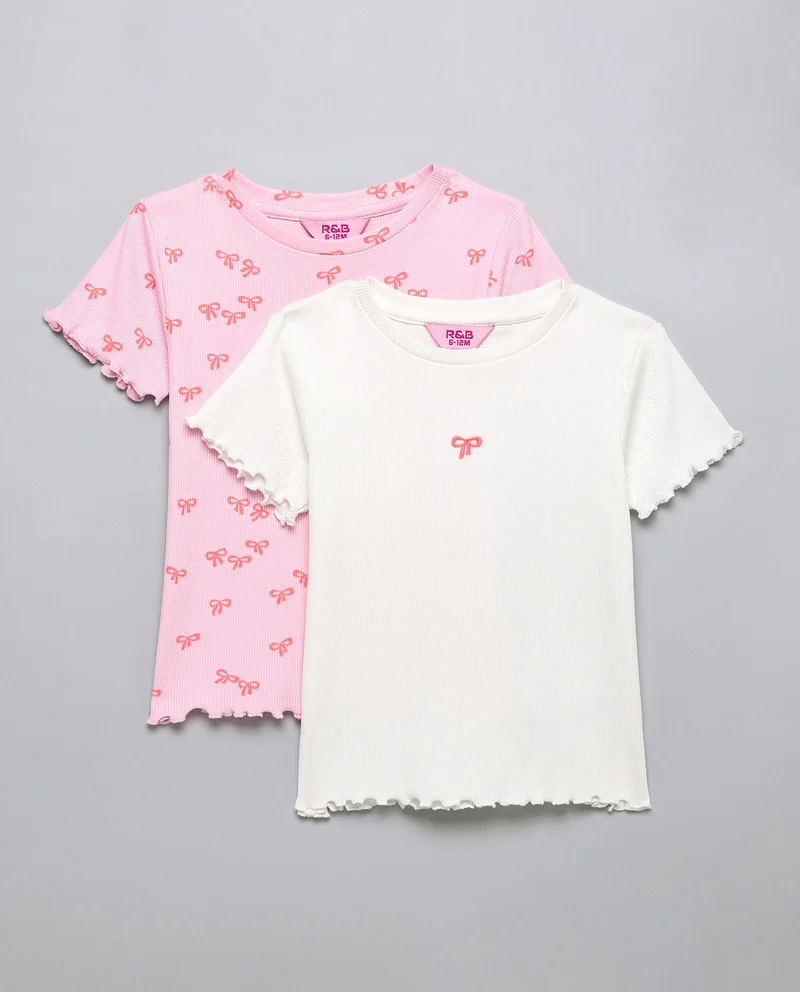 R&b 2 Pack Printed Tops with Short Sleeves