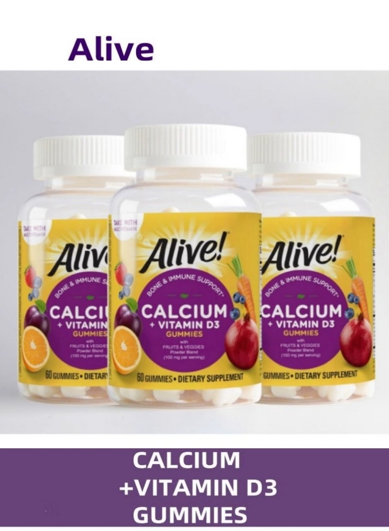 Alive Premium Calcium + D3 Gummies for Adults & Kids 60 Count - Image 1