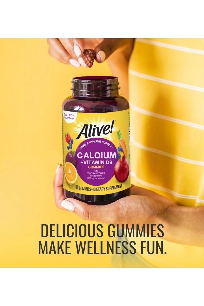 Alive Premium Calcium + D3 Gummies for Adults & Kids 60 Count - Image 4