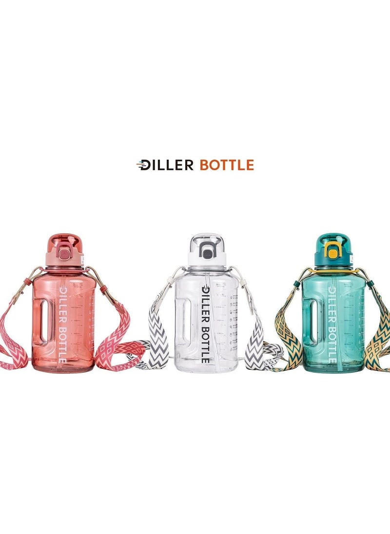 DILLER - Dıller 1700 ml Large Tritan Water Bottle with Straw and Neck Strap - Image 1
