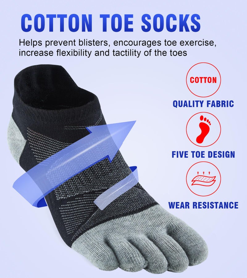 Fasot Toe Socks Women No Show Low Cut 5 Finger Cotton Mesh Wicking Athletic 6 Pack - Image 3