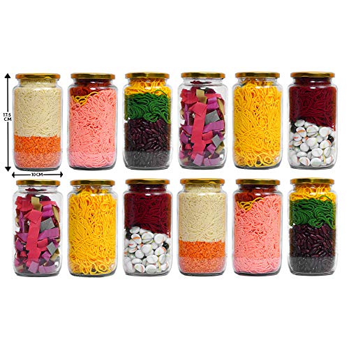 Ash  Roh Ash & Roh Set of -4 Big Round Glass Mason Jars with air Tight Cap Multi Purpose Jar for Kitchen/Pickle Jar Capacity 1 Liter - Image 2
