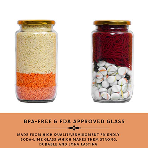 Ash  Roh Ash & Roh Set of -4 Big Round Glass Mason Jars with air Tight Cap Multi Purpose Jar for Kitchen/Pickle Jar Capacity 1 Liter - Image 3