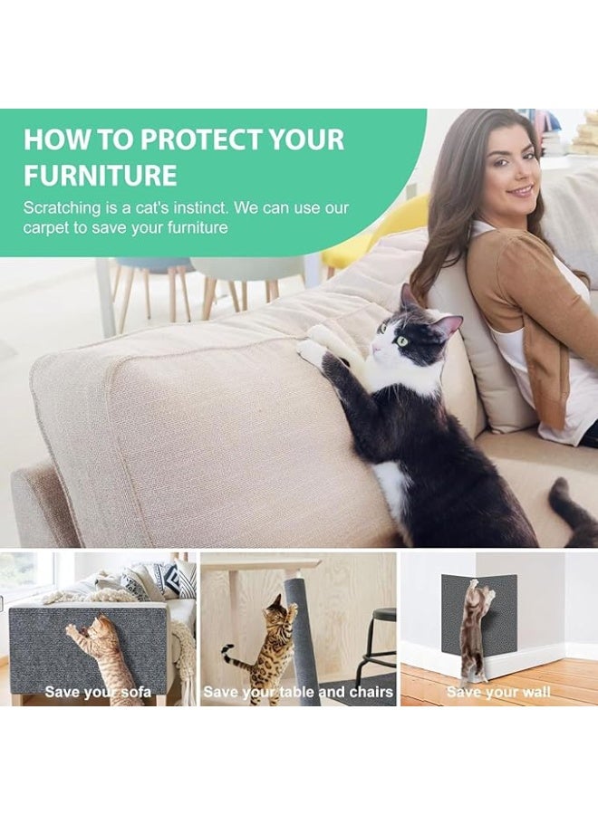 ROUNY Cat Scratcher Mat, 78.7"x15.8" Trimmable Self-Adhesive Cat Carpet Mat Replacement for Cat Tree Shelves, Steps and Scratching Posts, DIY Scratch Couch Furniture Door Protector - Image 4