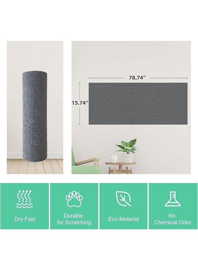 ROUNY Cat Scratcher Mat, 78.7"x15.8" Trimmable Self-Adhesive Cat Carpet Mat Replacement for Cat Tree Shelves, Steps and Scratching Posts, DIY Scratch Couch Furniture Door Protector - Image 5