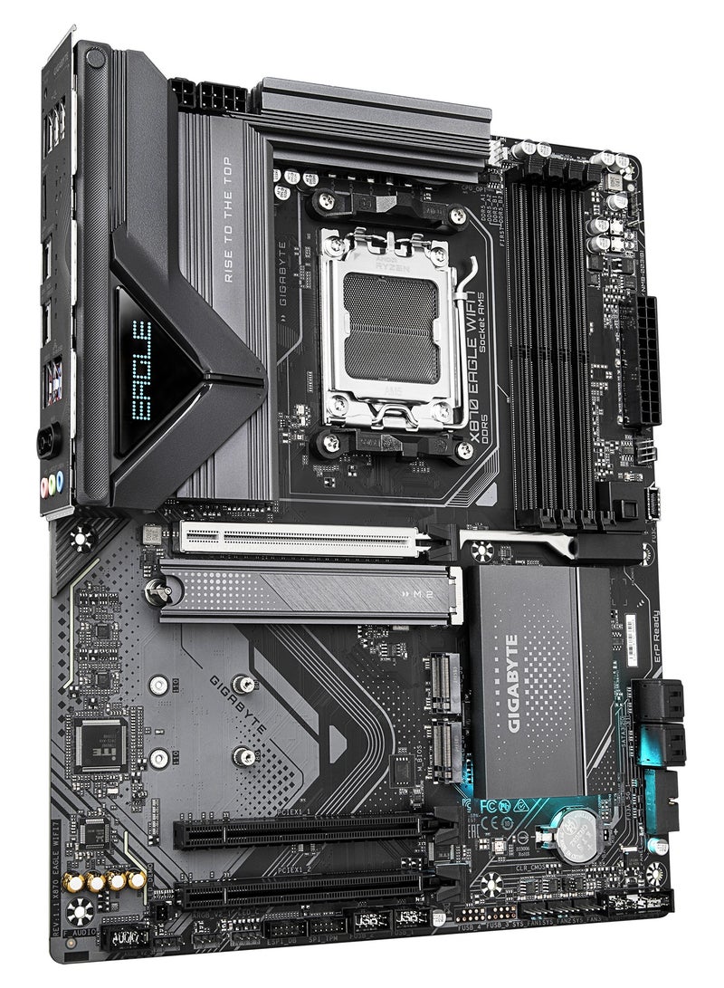 جيجابايت لوحة أم X870 EAGLE WIFI7 (الإصدار 1.x) ATX – مقبس AMD AM5، شريحة X870، 14+2+2 VRM رقمي مزدوج، DDR5 حتى 8000+MHz (OC)، PCIe 5.0 x16، 3× M.2 (1× PCIe 5.0، 2× PCIe 4.0)، USB4 40Gbps نوع-C، واي فاي 7 ثلاثي النطاق، LAN بسرعة 2.5GbE، HDMI، 4× SATA III، RGB Fusion، Q-Flash، EZ-Latch، دعم Smart Fan 6 - Image 3