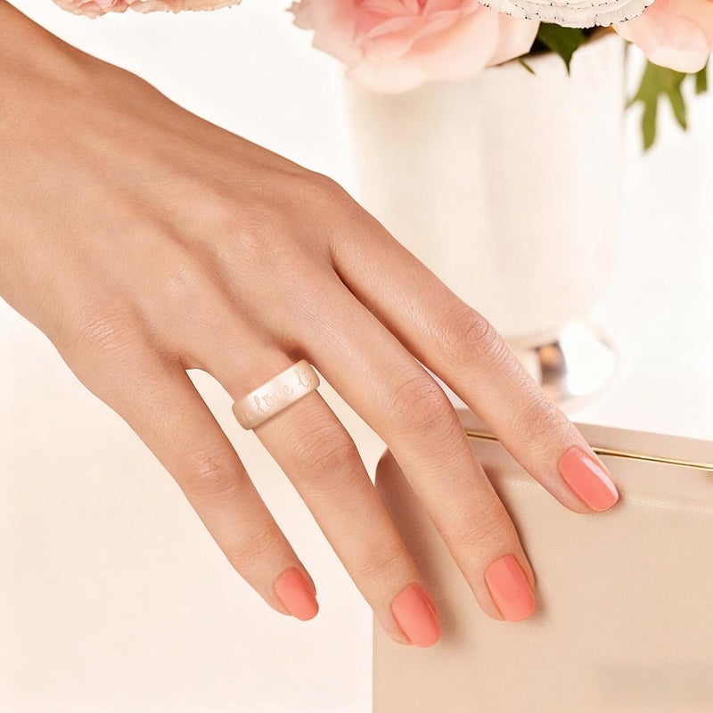 Egnaro Silicone Rings for Her, Etched Classic Rubber Wedding Bands Women, Breathable and Flexible Design, 6mm Wide - 2mm Thick - Image 5