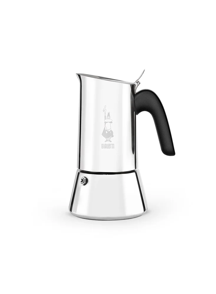 BIALeTTI New Venus Induction Stovetop Coffee Maker Suitable For All Types Of Hobs Stainless Steel Silver 4 Cups 5.7 Oz