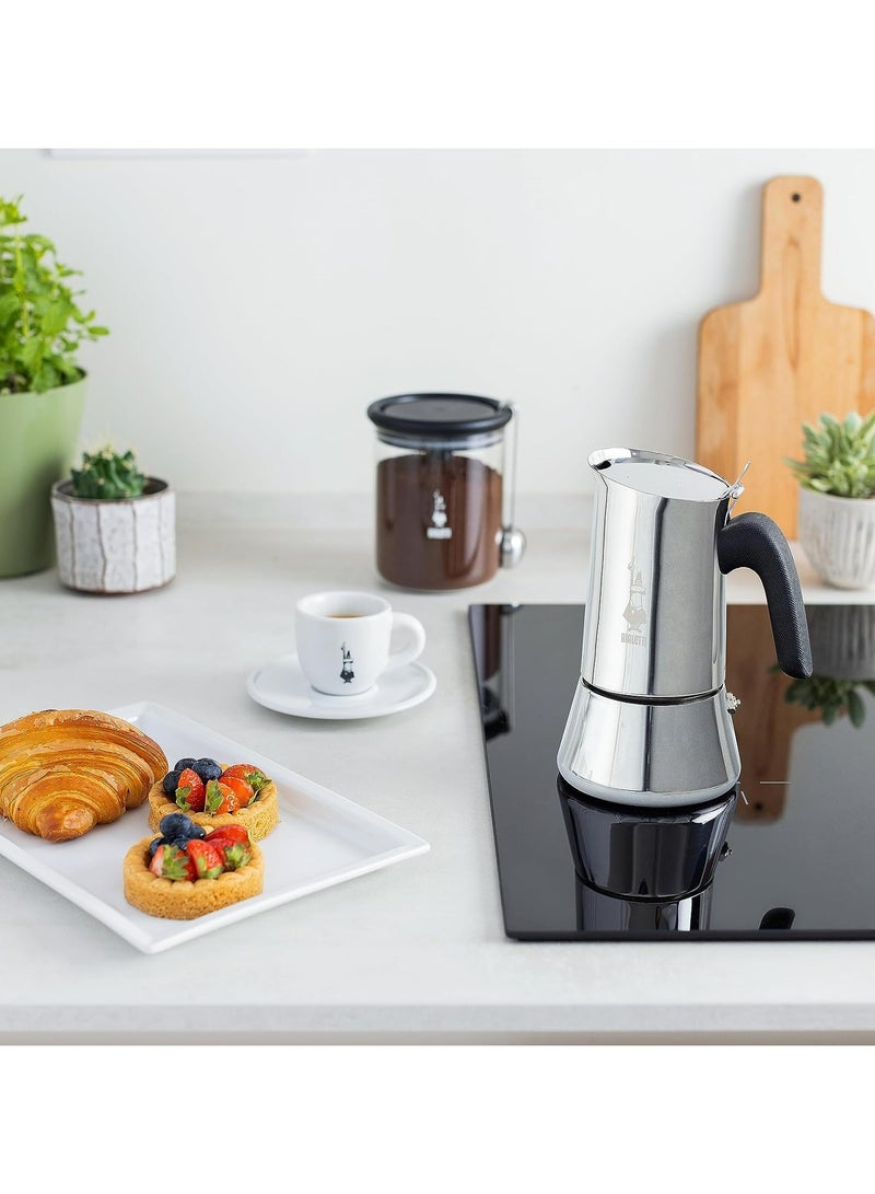 BIALeTTI New Venus Induction Stovetop Coffee Maker Suitable For All Types Of Hobs Stainless Steel Silver 4 Cups 5.7 Oz - Image 4