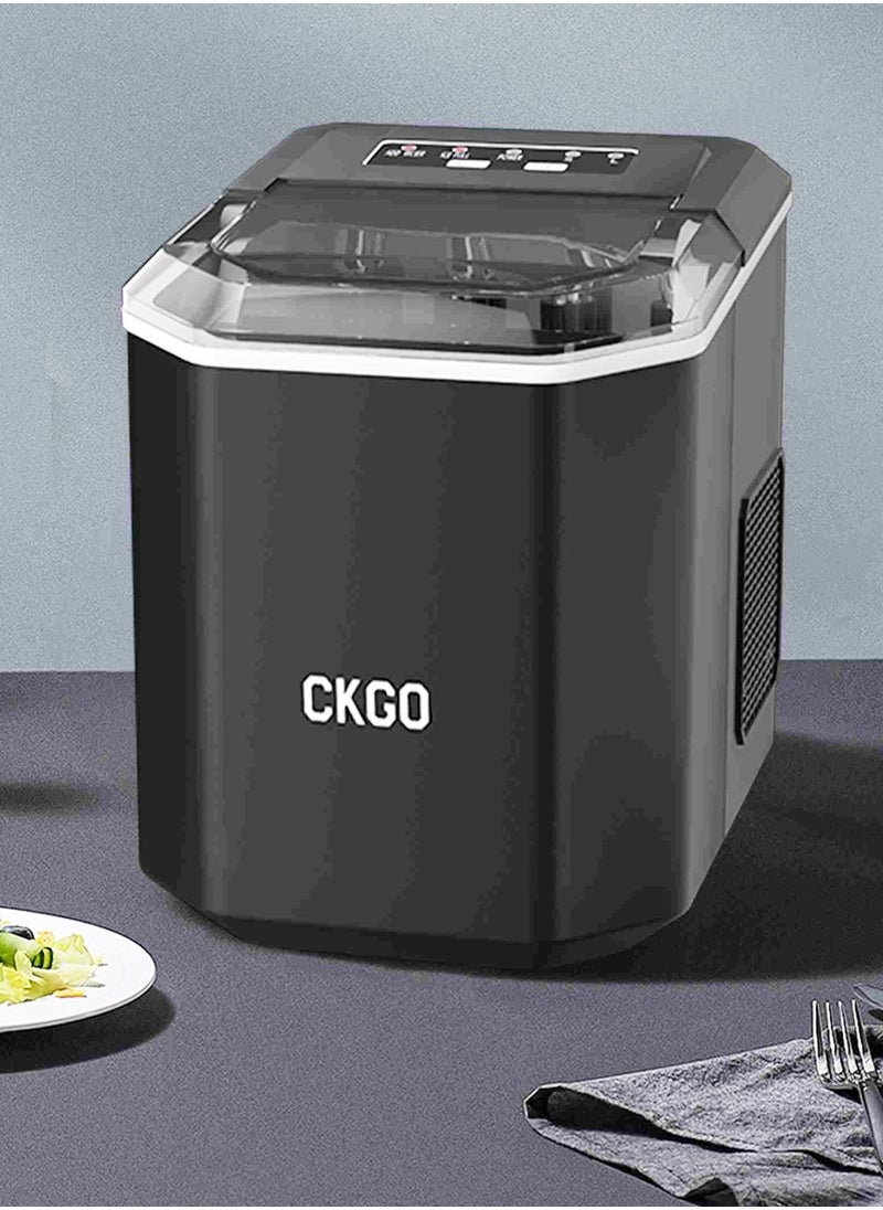 CKGO - Portable Ice Cube Maker Machine Making Bullet Ice 9pcs/6 to 10min Capacity 1.3L/60pcs Automatic Self Cleaning Countertop with Ice Scoop for Home Kitchen Coffee Shops - Image 1