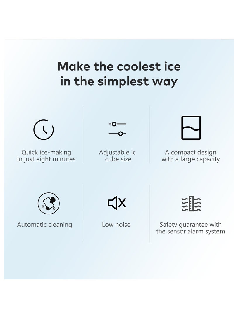 CKGO - Portable Ice Cube Maker Machine Making Bullet Ice 9pcs/6 to 10min Capacity 1.3L/60pcs Automatic Self Cleaning Countertop with Ice Scoop for Home Kitchen Coffee Shops - Image 1