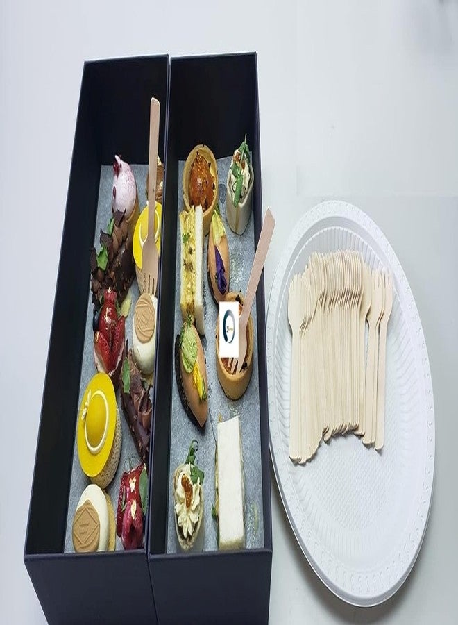 Adaamya® - 4" - 100 pcs Mini Disposable Wooden Spork 100, Biodegradable Compostable Birchwood Fork Spoon for Carnival Birthday Party Supplies (100) - Image 2