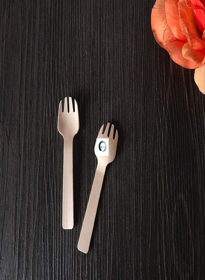 Adaamya® - 4" - 100 pcs Mini Disposable Wooden Spork 100, Biodegradable Compostable Birchwood Fork Spoon for Carnival Birthday Party Supplies (100) - Image 4